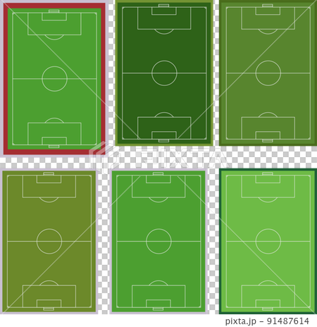 イラスト素材　芝生のグランドのサッカーコート　縦　ベクター 91487614