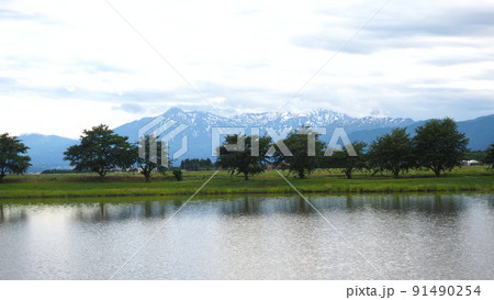 上越のため池と妙高山 91490254