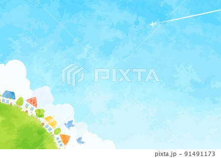 穏やかな街並みの風景イラスト 穏やかな街並みの風景イラスト 91491173