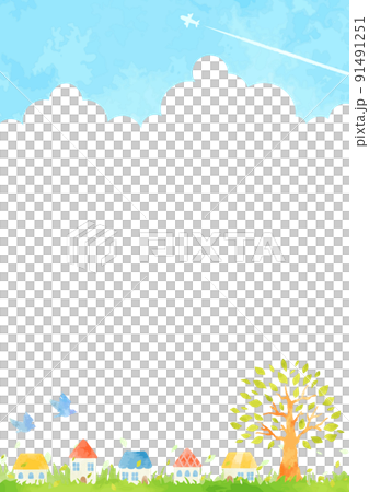 シンプルな手描きの街並みの風景イラスト 91491251