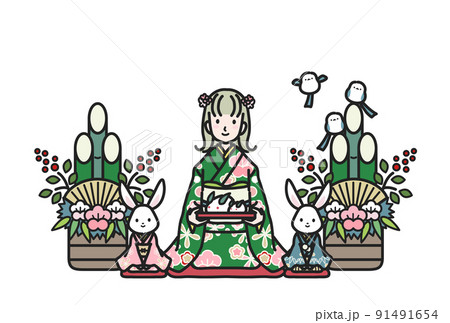 2023うさぎ年　年賀状 91491654