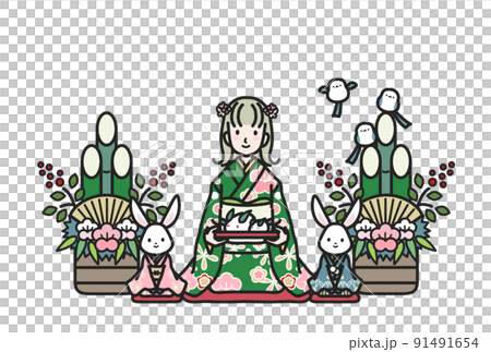 2023うさぎ年　年賀状 91491654