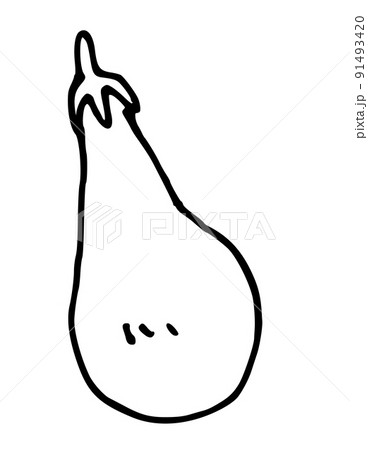 シンプルイラスト　墨絵　ペン画　茄子 91493420