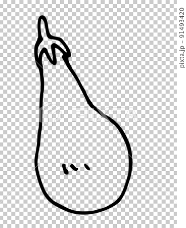 シンプルイラスト　墨絵　ペン画　茄子 91493420