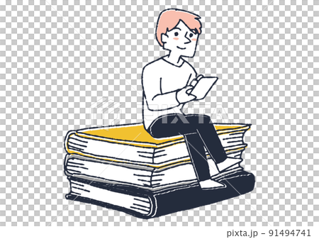 Men reading books on tablet devices People who enjoy reading and have various simulated experiences Men reading books on tablet devices People who enjoy reading and have various simulated experiences 91494741