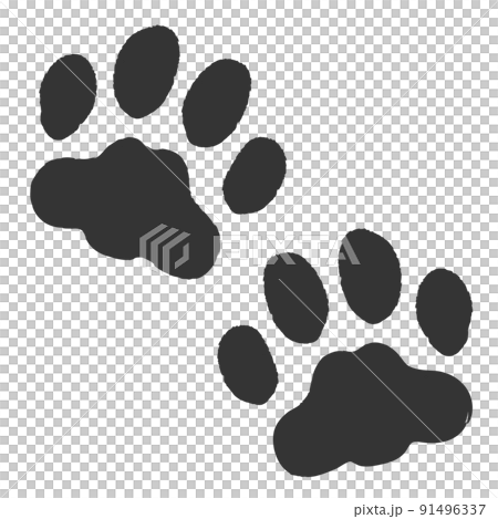 手描き風-猫の肉球二つ(黒) 91496337