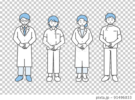 お辞儀をする医療従事者のイラスト素材 お辞儀をする医療従事者のイラスト素材 91496833