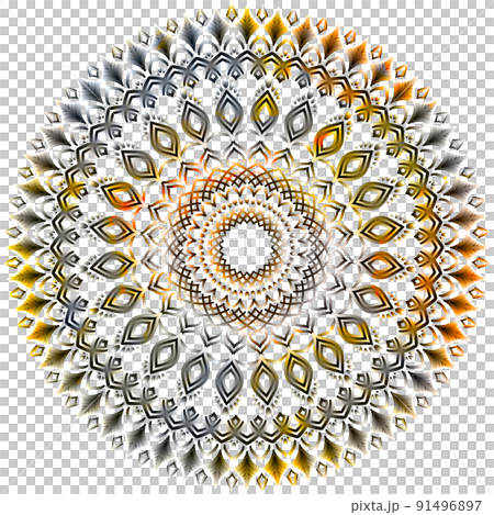 Mandala art (yellowish, geometric pattern, botanical) 91496897