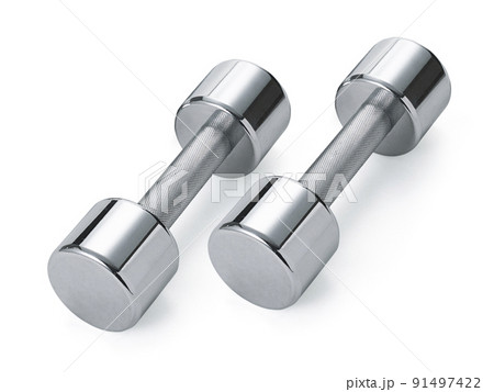 steel dumbbells isolated on white background 91497422