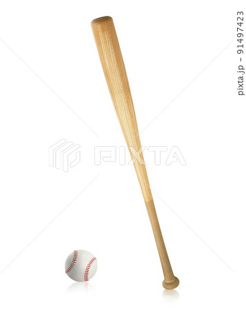 Baseball bat and ball isolated on white background 91497423