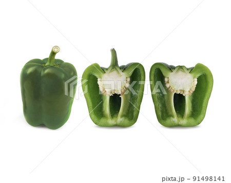 Green bell pepper isolated on white background 91498141