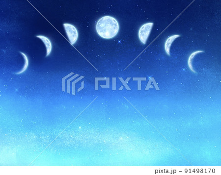 月の満ち欠け　背景素材 91498170