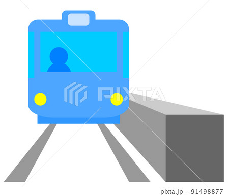 駅のホームに停車している列車の正面イラスト 駅のホームに停車している列車の正面イラスト 91498877