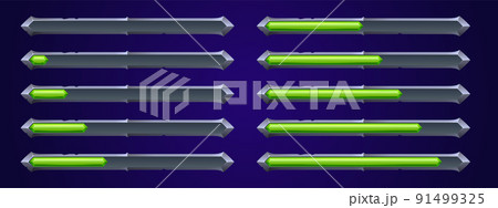 Game ui loading progress bars cartoon vector set Game ui loading progress bars cartoon vector set 91499325