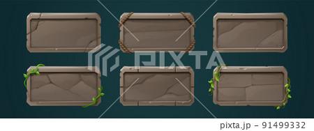 Game stone buttons, rectangular ui level frames 91499332