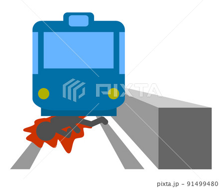 駅のホームで悲惨な人身事故を起こしたイラスト 91499480