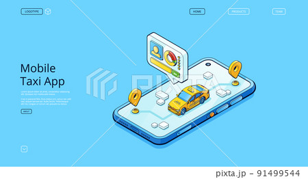 Mobile taxi app banner, online cab service 91499544