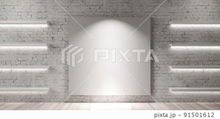 Storeroom with modern shelves on white wall Storeroom with modern shelves on white wall 91501612