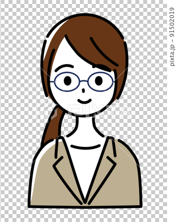 一個戴眼鏡的女人穿著西裝微笑（上半身） 91502019