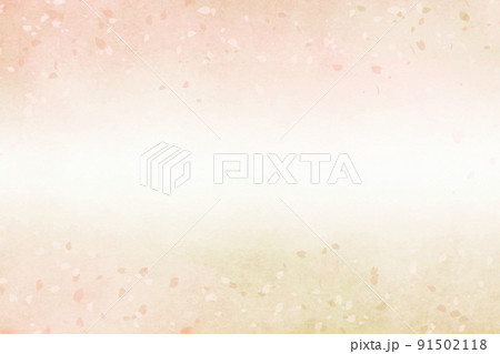 優しいサーモンピンクと桜の花びらで春をイメージした古典風ぼかし和紙風の背景素材 年賀状 ひなまつり 91502118