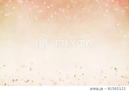 優しいサーモンピンクと桜の花びらで春をイメージした古典風ぼかし和紙風の背景素材 年賀状  91502122