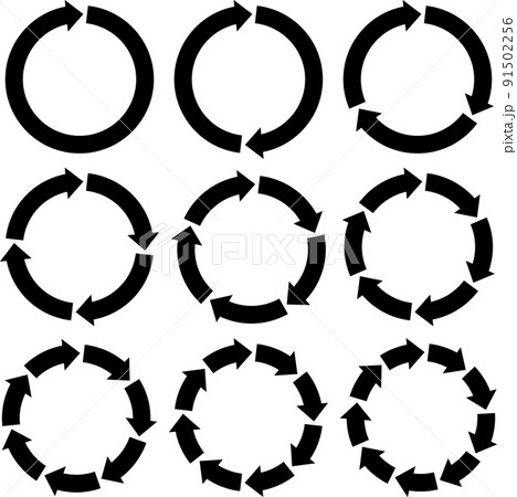 循環する矢印のイラストセット 循環する矢印のイラストセット 91502256