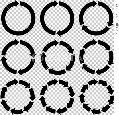 循環する矢印のイラストセット 循環する矢印のイラストセット 91502256