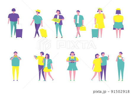 旅行をしている人々のイラストセット 91502918
