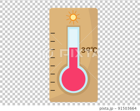 39度 39℃ 温度計 気温 記録 暑い 猛暑 夏 アイコン イラスト	 91503664