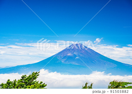 早い梅雨明け、湧く雲と富士山 91503882