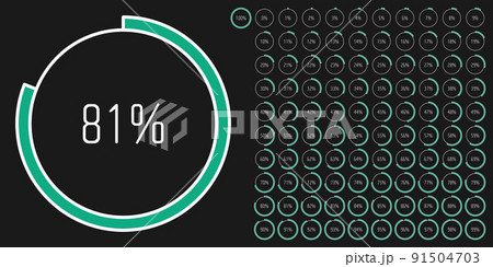 Set of circle percentage diagrams from 0 to 100 91504703