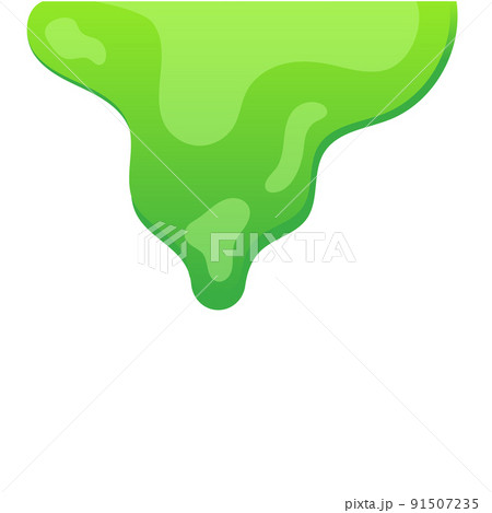 Vector slime blob liquid drop illustration and green paint drip background. Isolated slimy design and dripping splash messy. Toxic stain halloween and shiny goo. Dribble splatter and ooze zombie 91507235