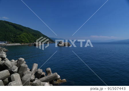 夏の日本海　越前海岸　河野からの眺め 91507443