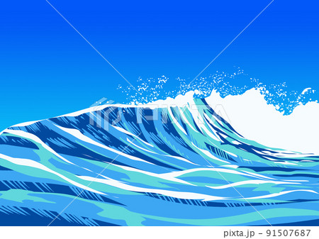 爽やかな波のイラスト 91507687