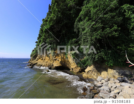 船から猿島を見た風景 船から猿島を見た風景 91508183