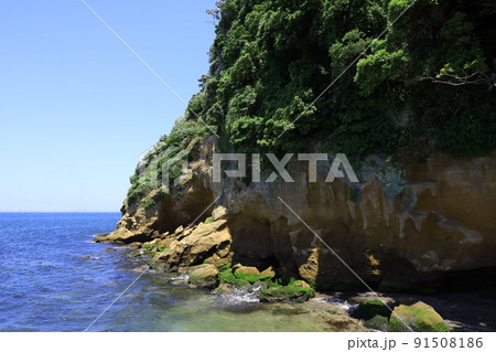 船から猿島を見た風景 91508186