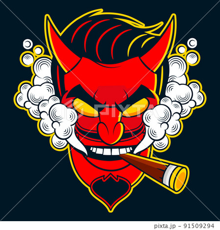 Rockabilly Devil tattoo vector illustration in full 91509294