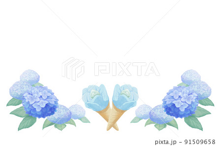 あおいババヘラアイスと紫陽花の飾り枠 91509658