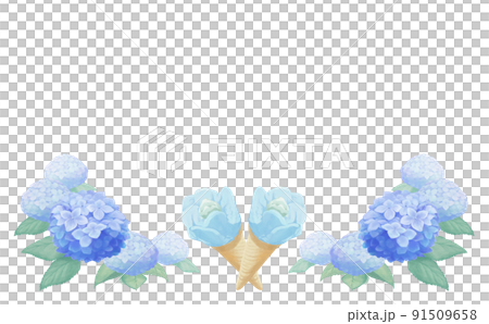 あおいババヘラアイスと紫陽花の飾り枠 91509658