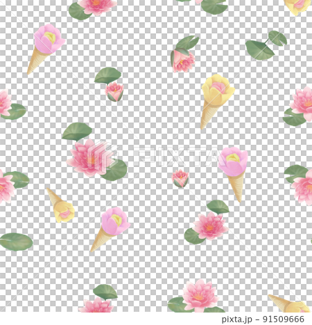 粉紅蓮花和巴巴赫拉冰淇淋框架 91509666