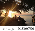 カリブ海の夕日　ベリーズ 91509759