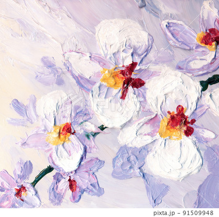 Orchid flowers. Oil painting picture Orchid flowers. Oil painting picture 91509948