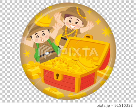 Boy Scout Adventure Outdoors, a child of an expedition who discovered a treasure chest Boy Scout Adventure Outdoors, a child of an expedition who discovered a treasure chest 91510358