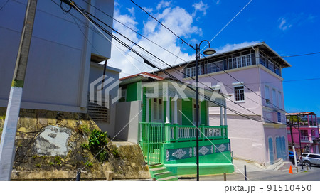 Buildings in the center of Puerto Plata, Dominican Republic 91510450