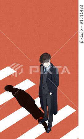 横断歩道とスーツ男子 91511483
