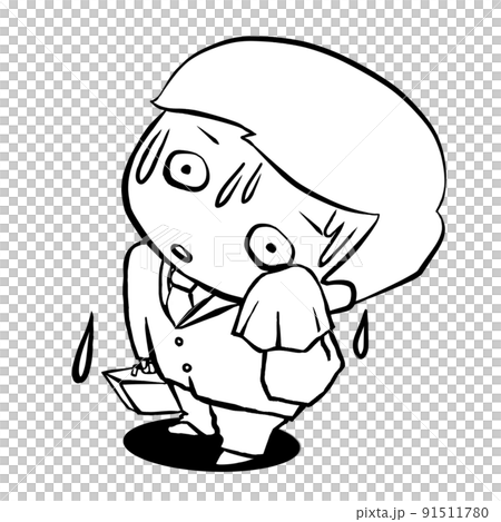 大汗をかくビジネスマン　白　ハンカチ 91511780