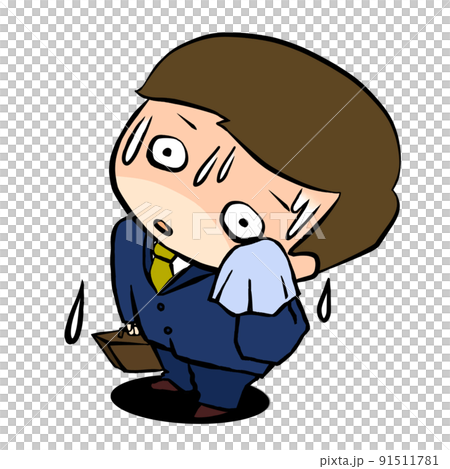 汗流浹背的商人彩色手帕 汗流浹背的商人彩色手帕 91511781