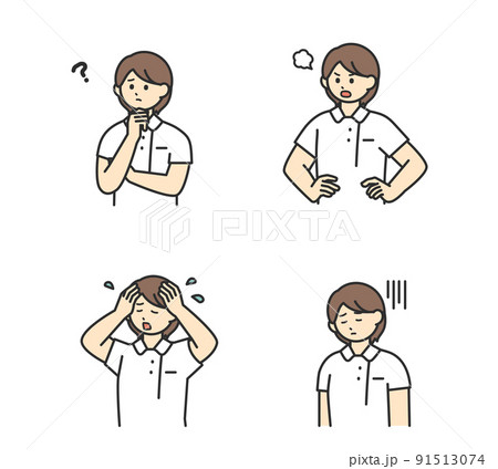 医療従事者の表情とジェスチャーのイラスト素材 91513074