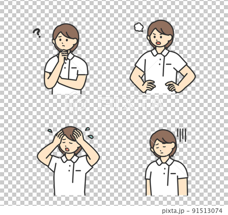 医療従事者の表情とジェスチャーのイラスト素材 91513074