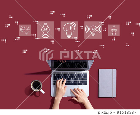 LiFi theme with person using a laptop 91513537